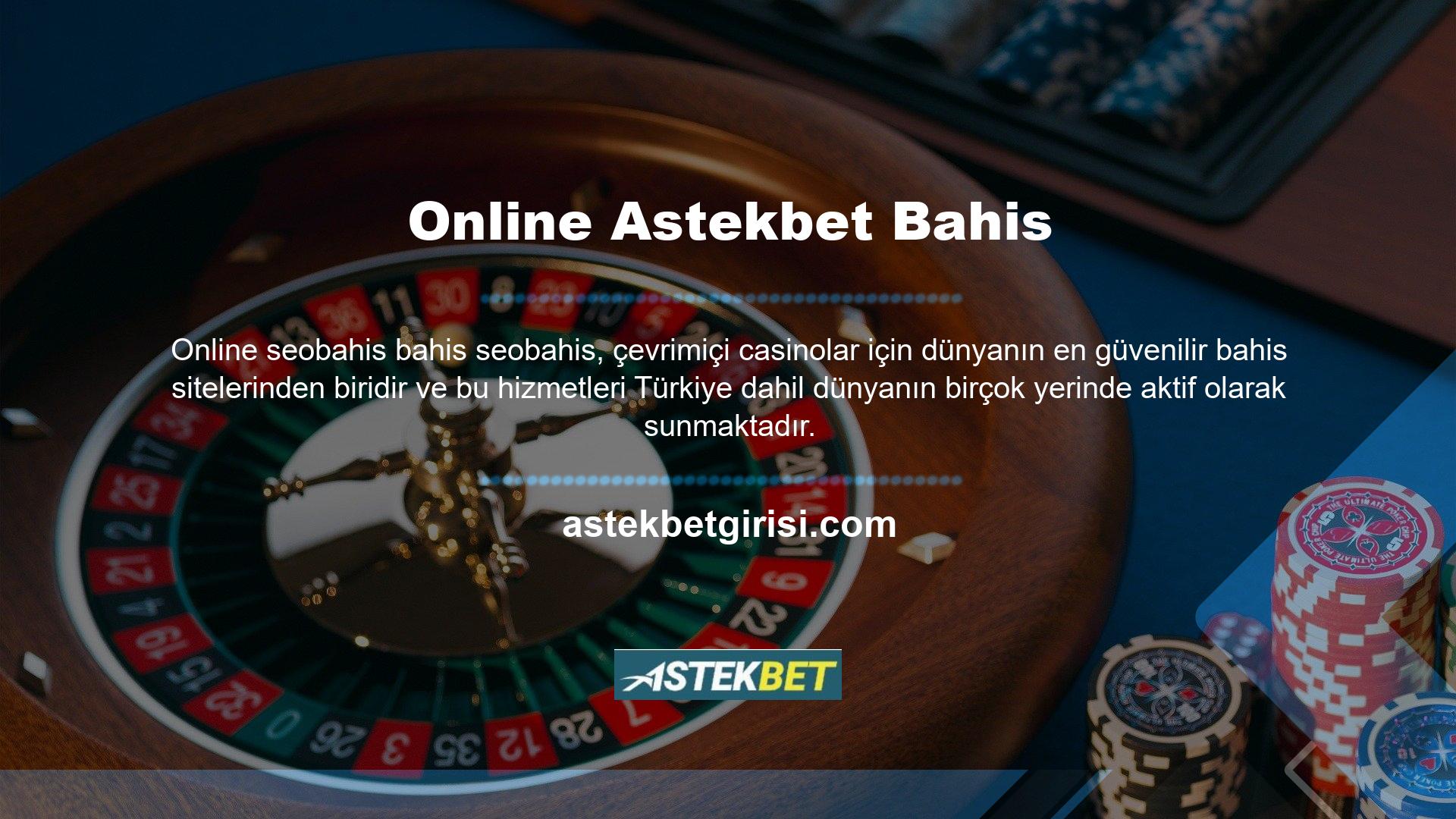 Astekbet online bahis, casino sektörünün 1 numarası olan ve Türkiye'de ve dünyanın birçok yerinde fırsatlar sunan site sayesinde Türk online casino sektöründeki güvenilirlik sorunlarını tamamen ortadan kaldırmıştır